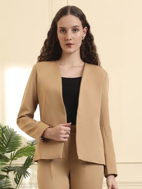Brinns Beige Regular Fit Blazer