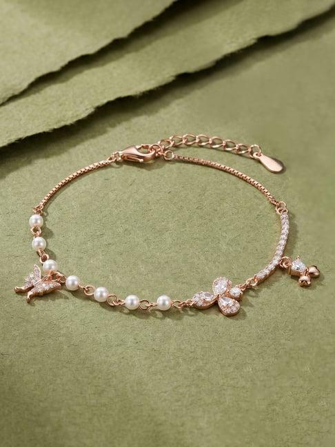 Touch925 995 Silver Rose Gold Pearl Bracelet for Women