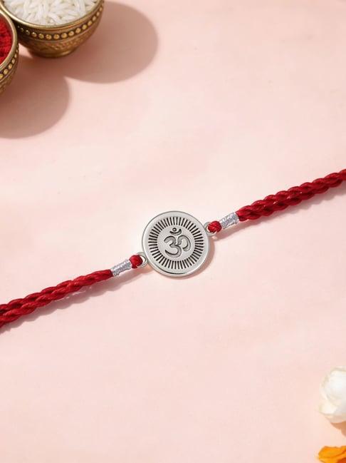 Ornate Jewels 925 Sterling Silver OM Thread Rakhi With Roli Chawal for Men