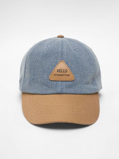 Pantaloons Junior Blue & Brown Block Patch Detail Cap