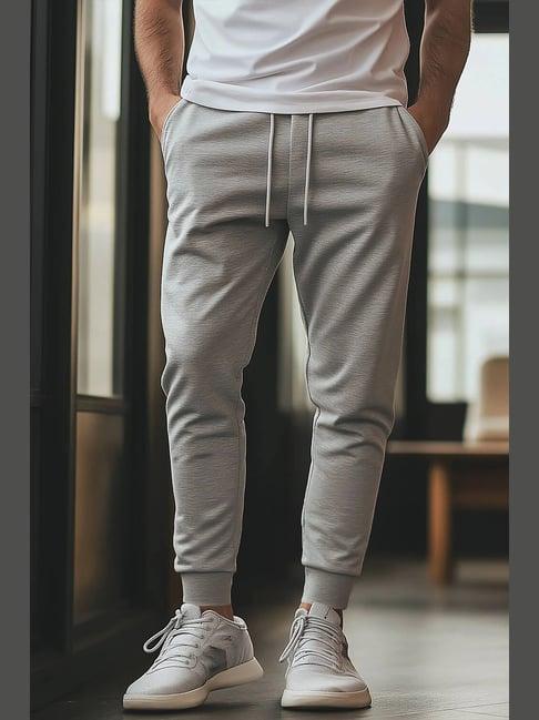 Nobero Grey Melange Solid Jogger Track Pants