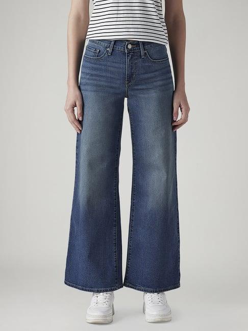 Levi's Women's 318 Blue Wide Leg Fit Mid Rise Jeans