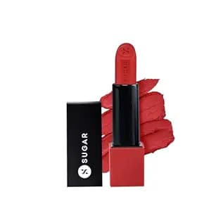 SUGAR Cosmetics Glide Peptide Serum Lipstick with Hyaluronic Acid & Vitamin E | Velvet Matte Lipstick for Indian Skin | 1-Swipe Full Coverage | 4.2gm - 04 Cairo Crimson