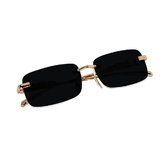 EYELAND Rectangular Sunglasses for Men & Women | UV Protection | Metal Frame | Black | Free Size | TG-BLK