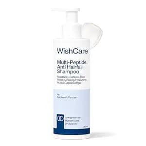 WishCare Multi Peptide Anti Hairfall Shampoo For Frizzy and Dry Hair | Controls Hairfall & Promotes Hair Growth | Peptides, Rice Water, Rosemary & Caffeine | Paraben & Sulphate Free Shampoo For Women & Men | For All Hair Types | 250ml