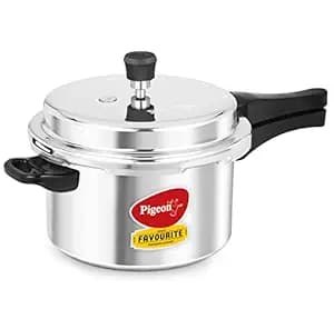 Pigeon By Stovekraft Favourite Induction Base Aluminium Pressure Cooker with Outer Lid, 5 Litres, Silver