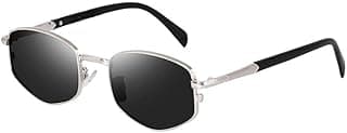 Dervin UV Protected Casual Fashionable Polygon Diamond Shaped Metal Frame Punk Sunglasses Shades for Men and Women