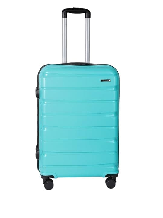 Teakwood Large 8 Wheel Trolley Bag, Hard Cabin with Zipper Closure, Adjustable Push Button & Cross Side Strap, TSA Lock System 360 Degree (Medium, Aqua Green)