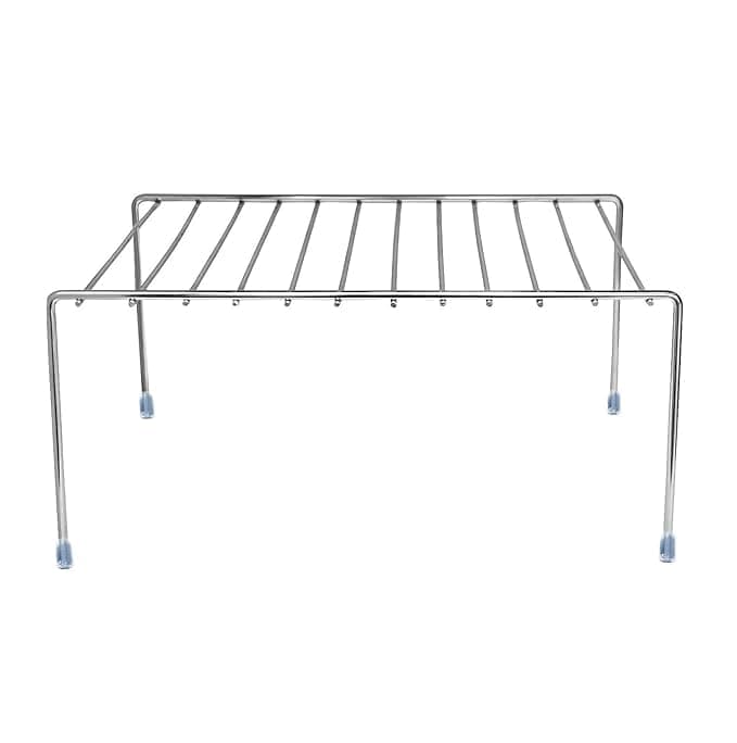 NH10 DESIGNS Stainless Steel Dish Rack Cabinets Utensil Rack, Space Saver for Fridge, Cabinets Mini Stand Kitchen Counter Top Organizer, Bed Stand for Kitchen (Pack of 1) (NHSP)