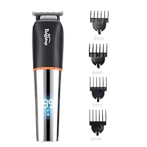 Brightup Battery Powered Skin Protect Beard Trimmer for Men, Cordless Rechargeable with USB Charging, Professional Hair Clipper 90 Min Working Time, Charging Indicator (Black, 2615)