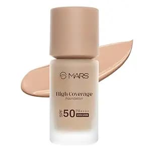 MARS SPF50 PA++++ High Coverage Foundation | Blemish Free & Blendable Makeup | For All Skin Type | IN-VIVO Tested with 5 Star UVA+UVB Protection Boost Rating (40ml) (SHADE-05)