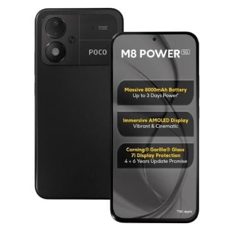 POCO M8 Power 5G (Black, 6GB RAM, 128GB Storage) | Snapdragon 4 Gen 4 Octa-Core Processor | 50MP AI Rear Camera | 8MP Front Camera | 6.99-inch FHD+ Display | 8000mAh Battery | Android Smartphone