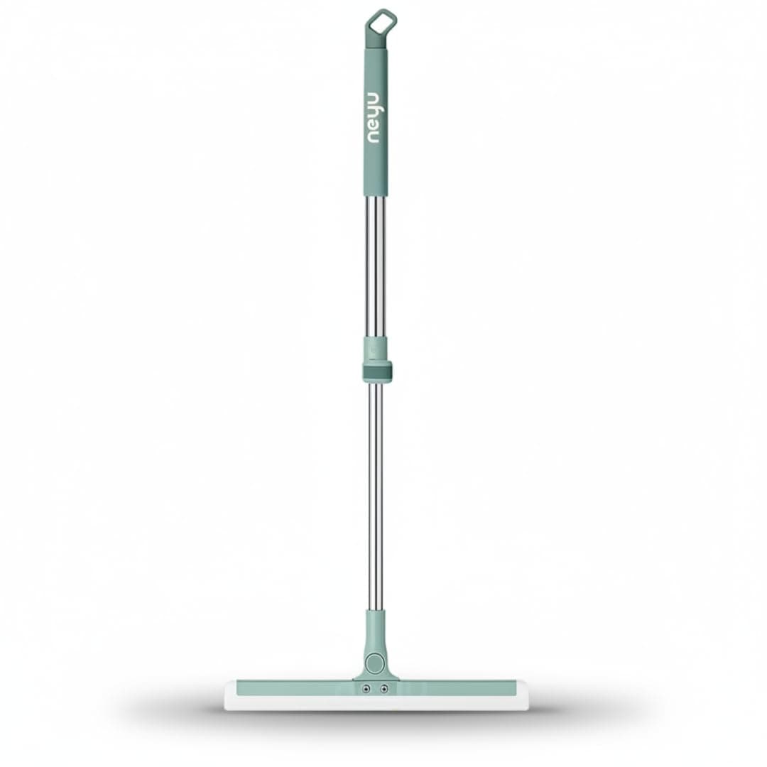 NEYU Magic Broom Wiper for Bathroom & Floor Cleaning, Silicone Sweeper with Built-in Drying Squeegee & Dust Remover