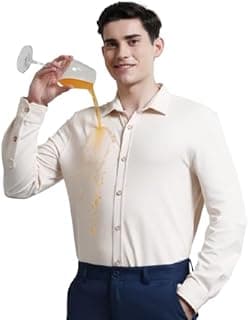TURMS Water Repellent Men's Knitted Shirt | Anti Stain Anti Odor Cotton Blend | Solid Casual Full Sleeves