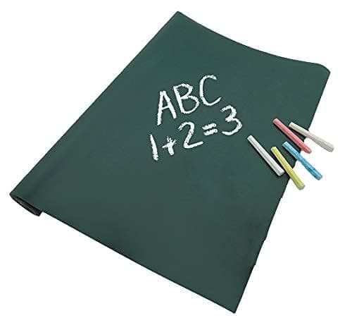 YAJNAS 3x1.5 Feet Vinyl Green Chalkboard Wall Sticker | Removable Chalkboard with 5 Chalks, Self-Adhesive Waterproof Blackboard for Home, School, Office, Kitchen, Kids Room, Writable & Reusable