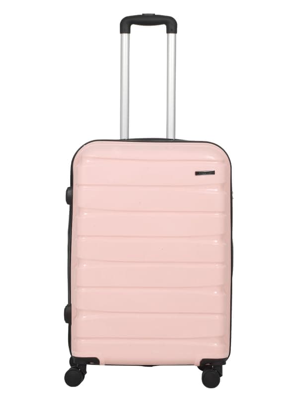 Teakwood Medium Cabin Size 8 Wheels Trolley Bag, Hard Cabin with Zipper Closure, Adjustable Push Button & Cross Side Strap, TSA Lock System 360 Degree (Medium, Rose)