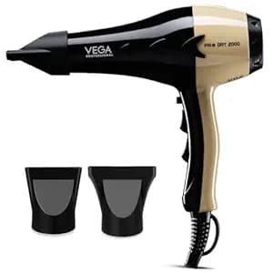 VEGA PROFESSIONAL Pro Dry 2000W Hair Dryer for Woman & Man | Blow Dryer for Women Cool Shot Button & Combination of 4 Heat & 2 Speed Settings, Gold, (VPVHD-04)