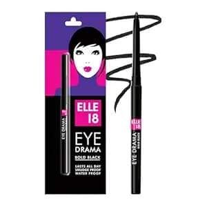 Elle 18 Eye Drama Kajal|| Super Black- Smudge-Proof|| Waterproof|| 0.35 g