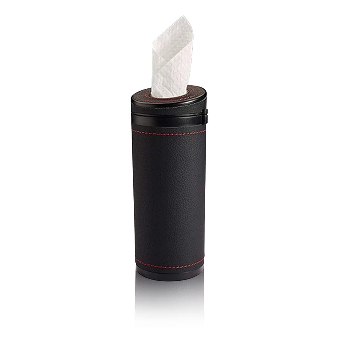 HASTHIP® Car Tissue Paper Holder, Cylinder Tissue Box, 2.75'' PU Leather Round Tissues Container Fit for Car Van Bathroom Office Use, Car Cup Holder Car Tissues Box Car Tissue Holder Car Tissue Tube