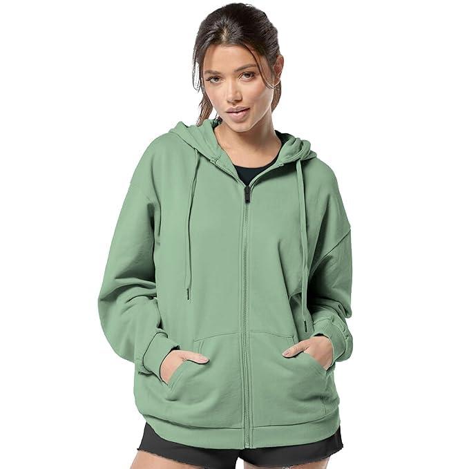 FUNKY MONKEY - Women's Cute Hoodies Teen Girl Winter Jacket Cotton Blend Regular Fit Sweatshirts Casual Drawstring Clothes Zip Up Hoodie with Pocket (in, Alpha, XL, Pista Green)
