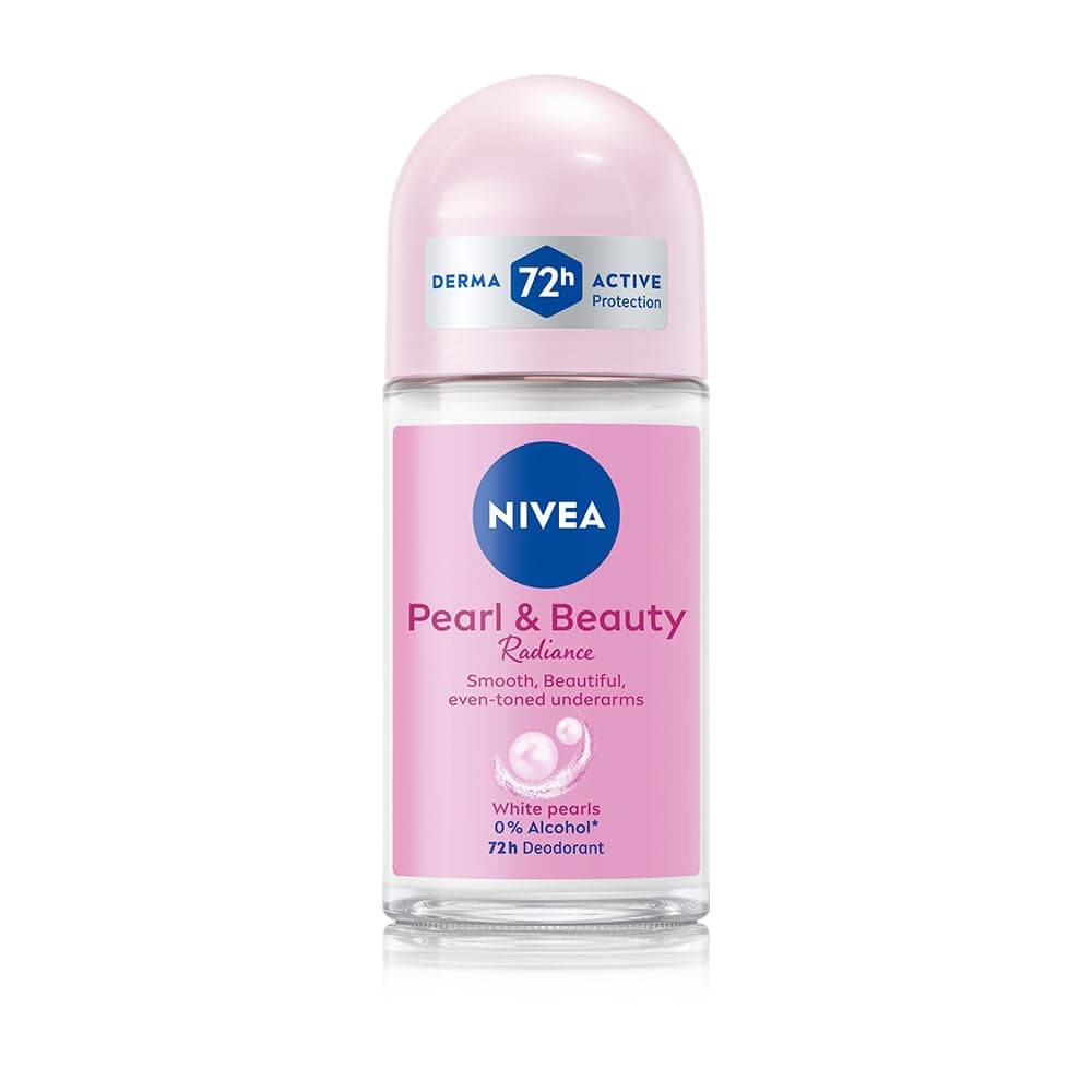 NIVEA Women Pearl & Beauty Radiance Deodorant Roll On | Underarm Deodorant with Pearl Extract & Avocado Oil for Smooth, Beautiful & Even-Toned Underarms | 72H Odour Protection, 0% Alcohol, 50 ml