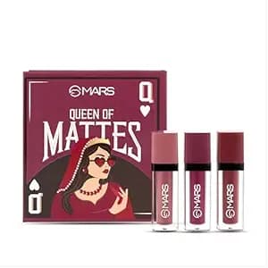 MARS Queen of Mattes Liquid Lipsticks Box Set of 3 (13.5 ml) (PLUMS & MAROONS) | Smudgeproof & Transferproof | Intense Swipe Pigmentation | Long-Lasting Wear