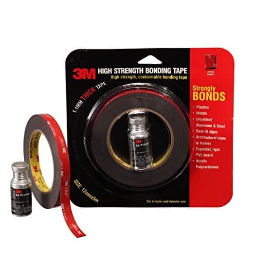 3M Hi Strength Bond Tape (12 mm x 5 m 1 Roll + Primer) Red, Pack of 2