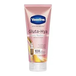 Vaseline Gluta-Hya Dewy Radiance Lotion for Face & Body | Gives Brighter Skin | Glutathione & Niacinamide Infused Moisturizer, 200ml