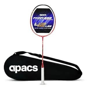 Apacs Finapi 232 Reborn (Unstrung, 42 LBS Mega Tension, World's Toughest Frame) Power Series Badminton Racket | Made with 100% Japanese Ultra Graphite Badminton Racquet with Full Cover (Red)