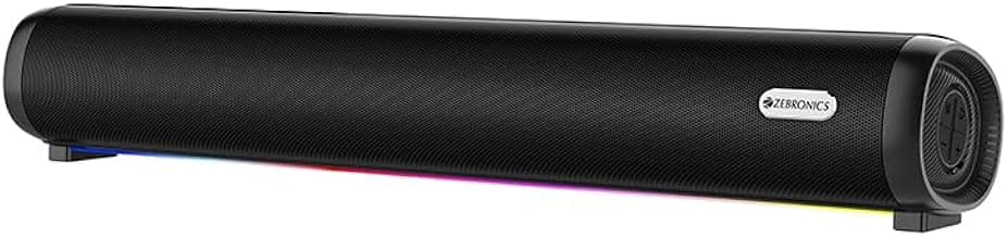 Zebronics Wireless Bluetooth Soundbar, 42 Watts, Upto 7h Playback, Dual 57mm Drivers, Dual Passive Radiators, TWS, Call Function, Type-C Charging, USB, AUX (Vita Bar 301)