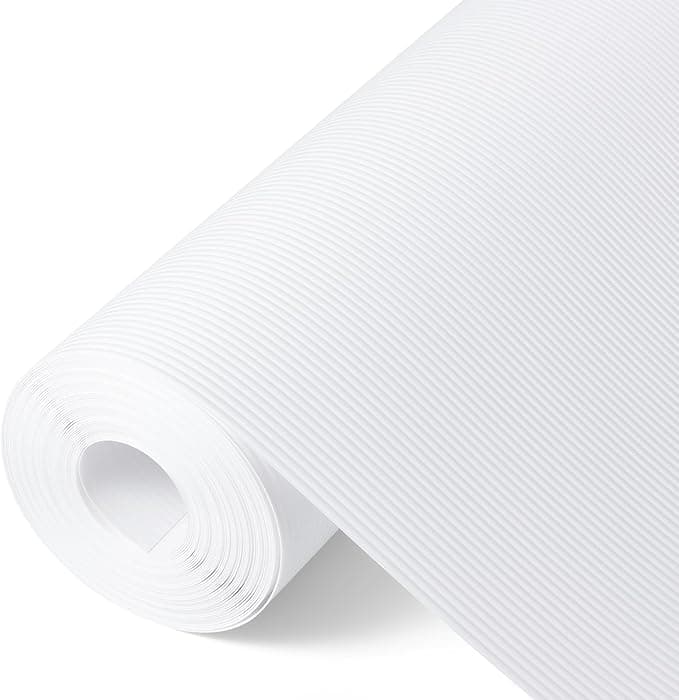 ElastPro (45cm X 10m) FrostyWhite EVA Food Grade Washable Anti Slip Mat/Sheet for Fridge, Shelf Liner, Table, Kitchen Drawer mat (Line FrostyWhite,10 Meter)