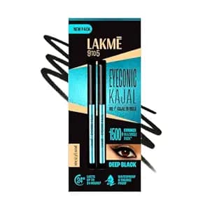 LAKMÉ Eyeconic Black Kajal 0.35 g (Combo Pack of 2) Matte Kohl Liner in a Twist Up Pencil - Waterproof|| Smudge Proof & Long Lasting Eye Makeup