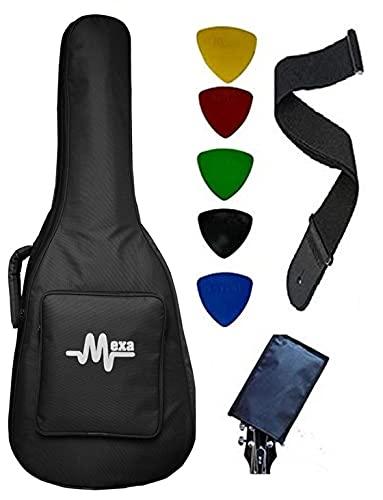 Mexa for Yamaha F370 Guitar Bag Padded Quality Waterproof Fabric with Guitar Belt & Guitar Head Cover. (Black Single Pocket)