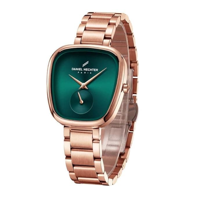 Daniel Hechter Madeleine Collection Luxury Watch for Women - Oval Shaped Gloss Dial with Sub Second, Quartz Movement and Stainless Steel Strap - DHW2014