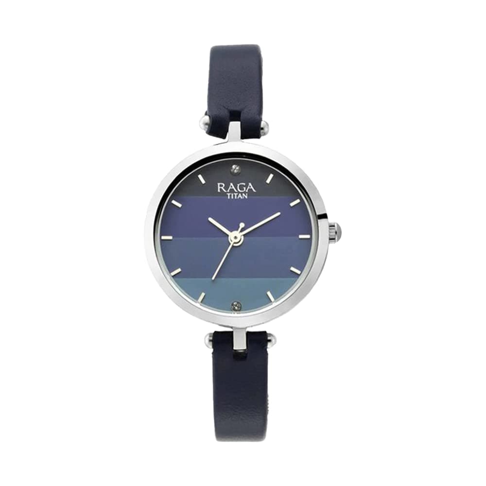 Titan Raga Viva Quartz Analog multi color Dial Blue Leather Strap Watch for Women - NT2606SL02