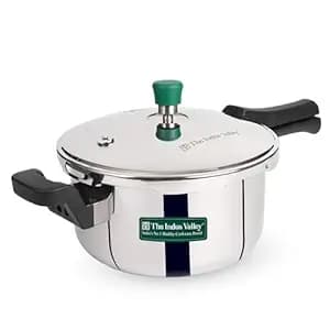 The Indus Valley Triply Stainless Steel 5 Litre Pressure Cooker/Pressure Pan - Outer Lid | Also Use As Deep Fry Pan | Induction Friendly | ISI-Certified, 3-Layer Body |5 Years Warranty