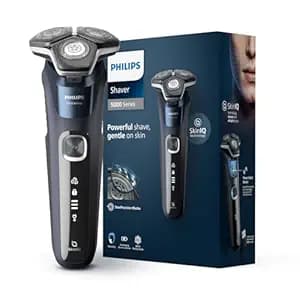 PHILIPS Electric Shaver For Men | Wet & Dry | Powerful Close Shave | Gentle on Skin | SkinIQ Technology | Steel Precision Blades | 360 D Flexing Heads | Integrated Pop Up Trimmer | LED Display | 5 Mins Quick Charge | Showerproof | S5885/28,Black