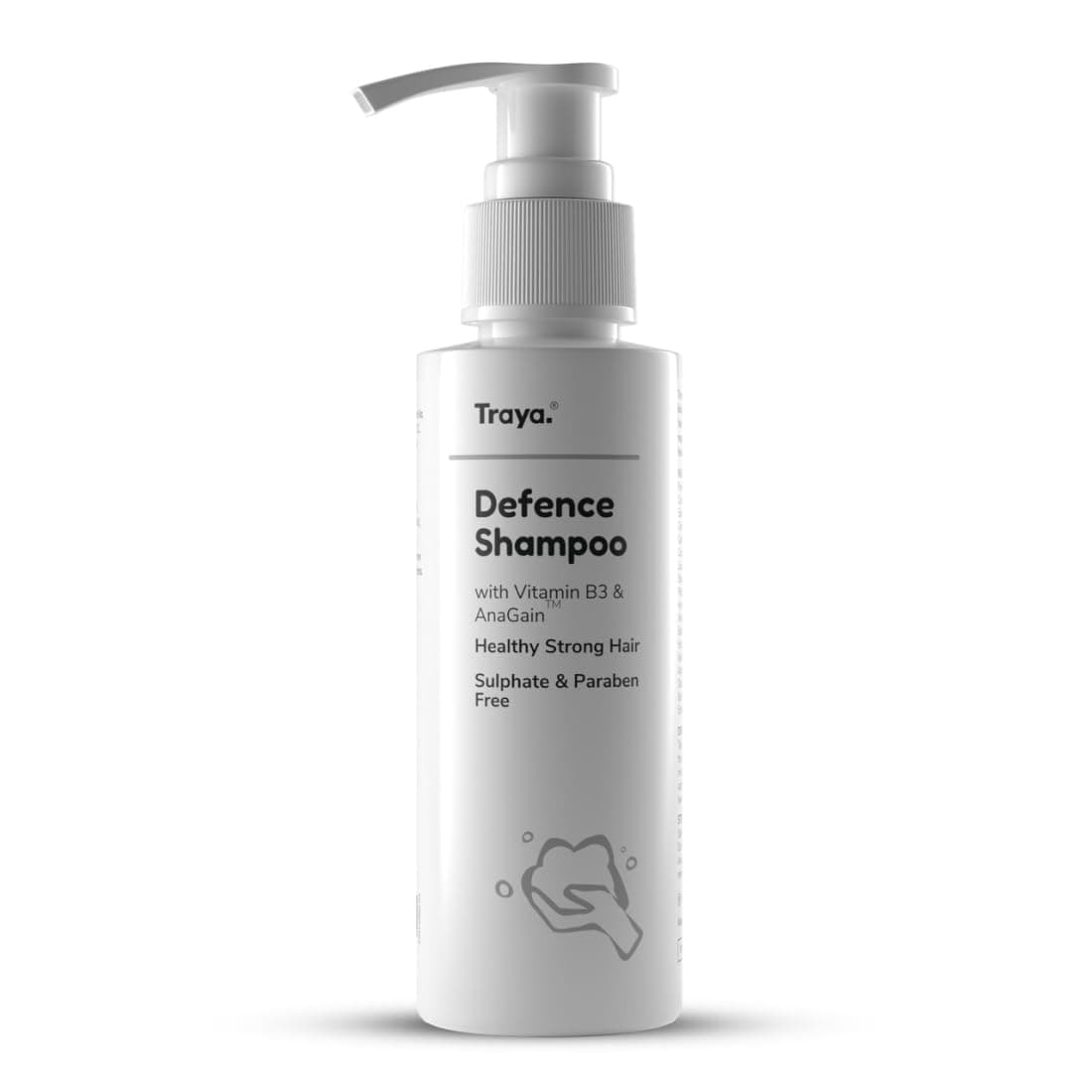 Traya Defence Shampoo | Cleansing Shampoo for Scalp Nourishment & Hair Health | Contains Biotin, Niacinamide, Piroctone Olamine & Anagain | Sulphate & Paraben Free Shampoo For Women & Men |100 ml