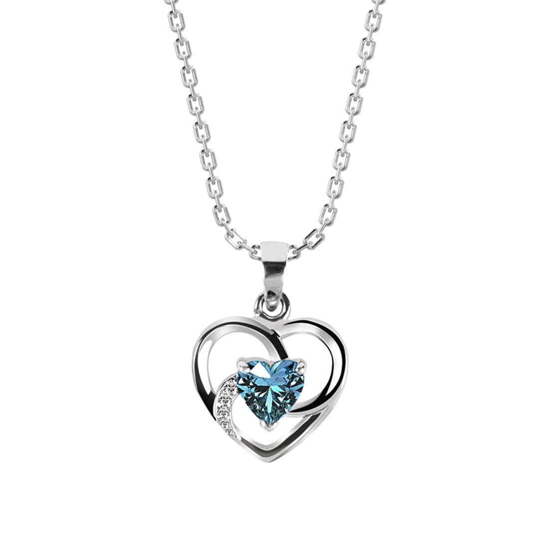 Clara 925 Silver Olesya Heart Pendant Chain Necklace Gift for Women & Girls