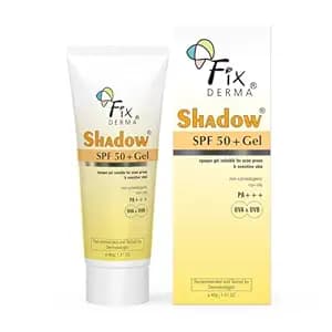 Fixderma Shadow Sunscreen SPF 50+ Gel for Oily Skin | Sunscreen for Body & Face | Broad Spectrum Protection from UVA & UVB | For Women & Men | Non Greasy & Water Resistant - 40gm