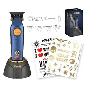 WMARK Ng-8260A Men Metal Body Professional Trimmer 10000H+ Brushless Motor(Bldc) Powder Metallurgy 440C Stainless Steel Fade Blade Pro Li Outliner Cordless T Blade Hair Clipper 0 Gap Outlining