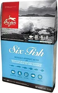 Orijen Six Fish Dry Dog Food, Grain Free and Chicken Free Dog Food, Fresh Or Raw Ingredients, 2 Kg, All Life Stages