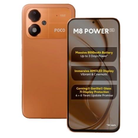 POCO M8 Power 5G (Blaze Orange, 128 GB) (8 GB RAM) | Snapdragon Gen 4 | 50 MP Camera | 6.99-inch Display | 8000 mAh Battery
