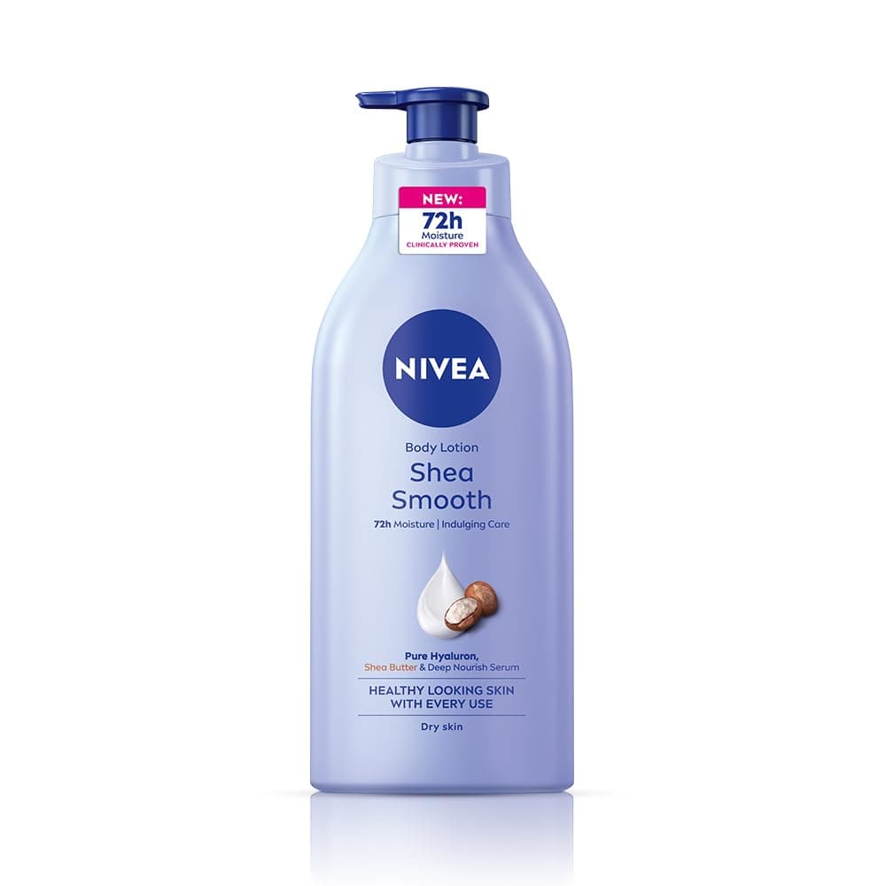 NIVEA Shea Smooth Body Lotion | Hyaluronic Acid & Shea Butter & Deep Nourish Serum Moisturizer | Lightweight Non-Greasy Body Cream | Body Moisturiser for 72H Hydration for Dry Skin | - 600ml