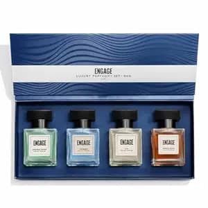 Engage Gift Assorted Luxury Perfume Set for Men 80ml (20ml x 4) |4 Unique EDP Fragrances | Long Lasting |Travel Size Perfume Combo|Birthday, Anniversary, Wedding Gift|No Paraben|Dermat-Tested
