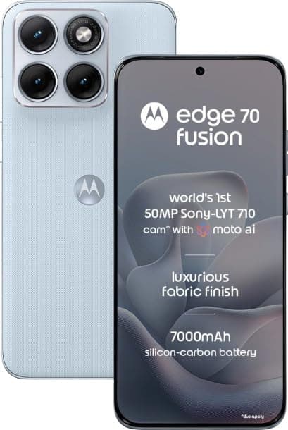 Motorola Edge 70 Fusion 5G (Pantone Country Air, 8GB RAM, 128GB Storage) | 50MP + 13MP Dual Camera | 32MP Selfie | 6.8" Super HD Display | Snapdragon 7s Gen 4 Processor | 7000mAh Battery
