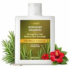 Auravedic Rosemary Shampoo For Hair Growth 300ML Anti Hair Fall Shampoo For Women Men Rosemary Oil For Hairfall with Hibiscus Peppermint Leaf Menthol Ginger Moringa Jatamansi & Tea Tree Oil