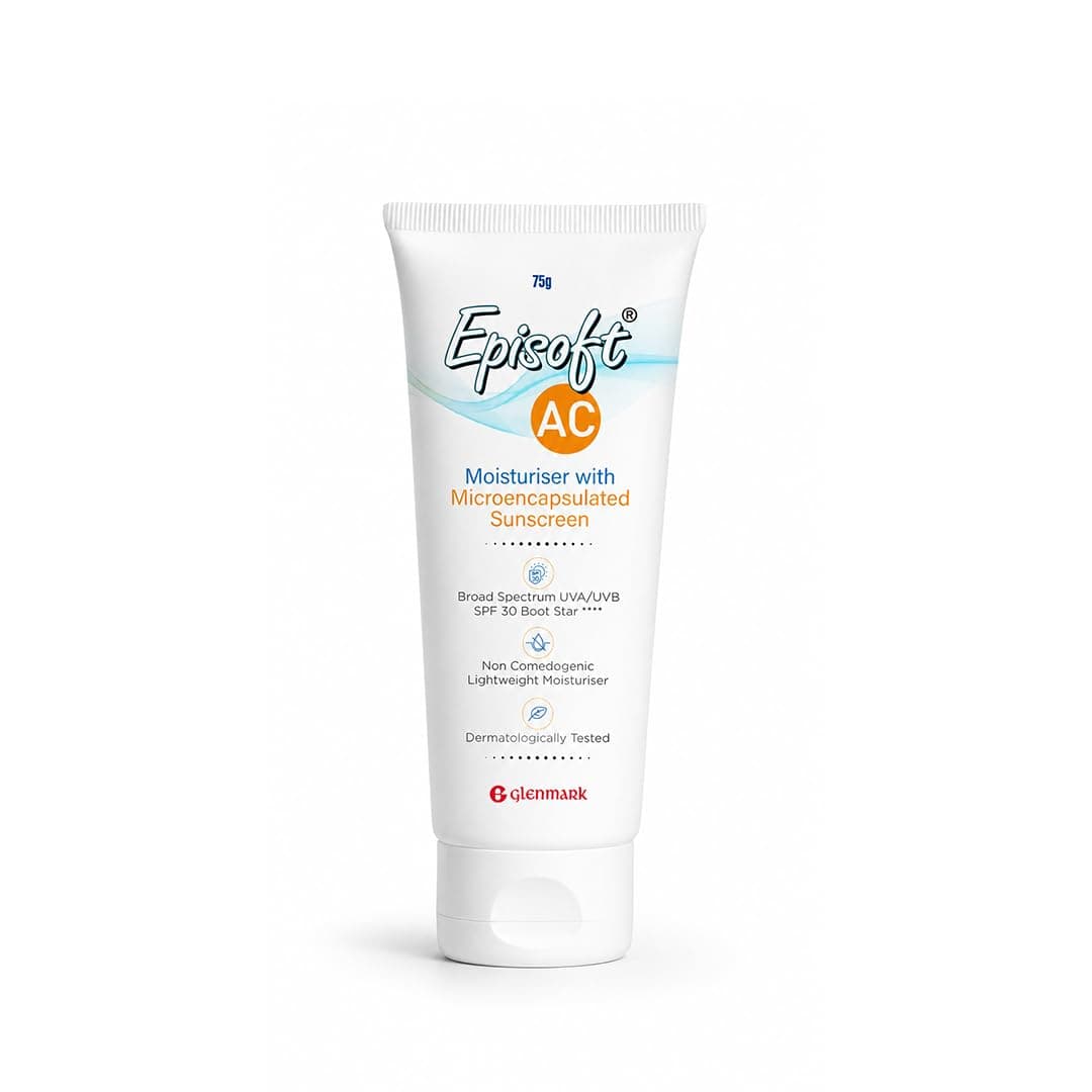 Episoft AC Moisturiser with Sunscreen | Blocks 97% UVB rays | Lightweight, non-greasy | Fragrance free | Acne safe | Single step skincare | Suitable for all Skin types | 2 in 1 product