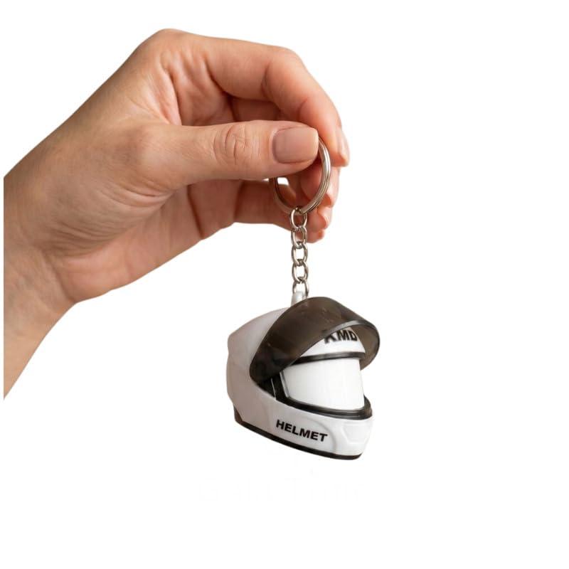 White Motor cycle Helmet Keychain Silicone Bike Key Ring Stylish Durable Helmet Charm for Boys Girls Car Bike Backpack Keys PVC Biker Gift Cute Key Holder Travel Pendant Daily Use