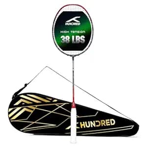Hundred Predator Extra Strong Japan Made Graphite Unstrung Badminton Racket with Full Racket Cover Maximum Tension : ≤38lbs